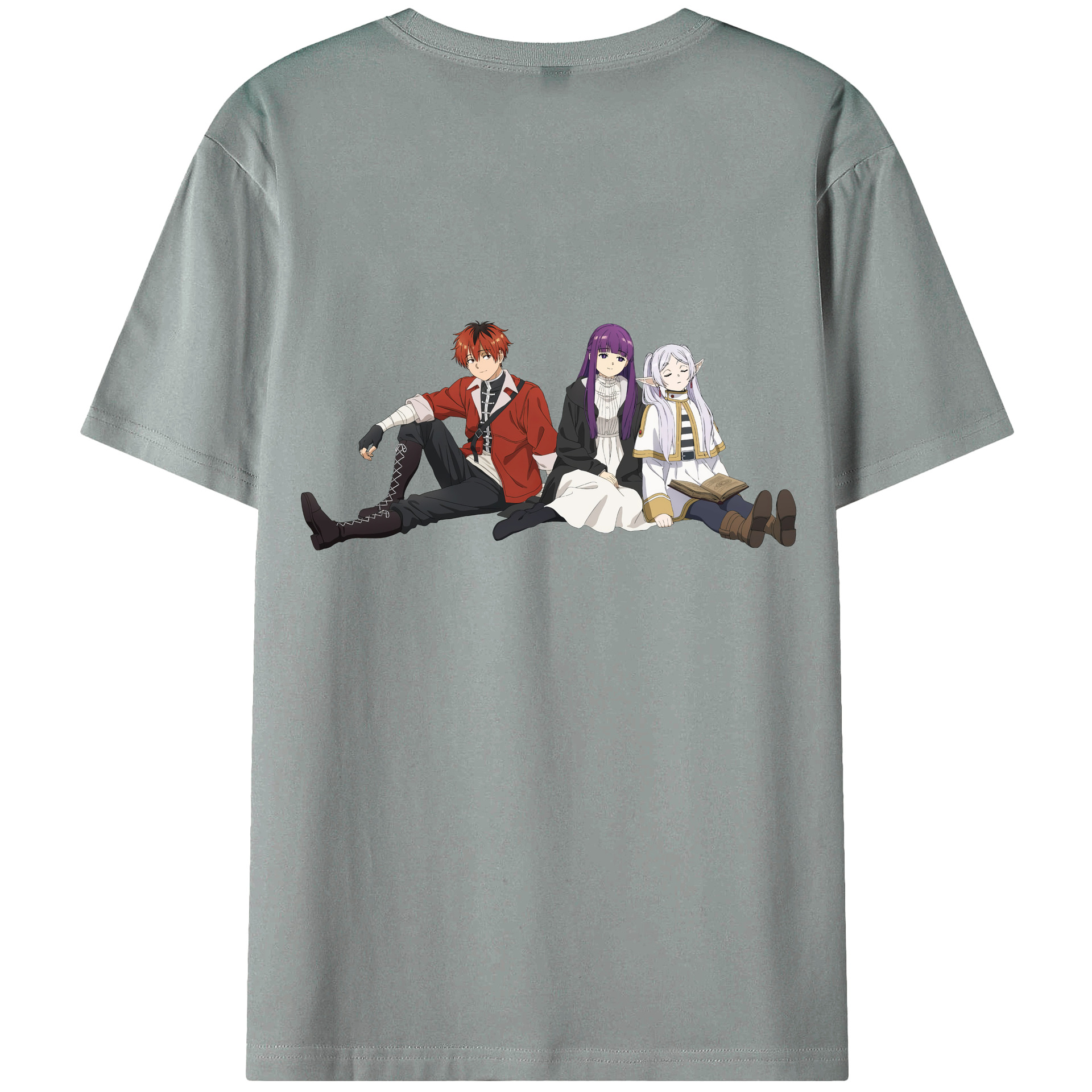（画像用） 葬送のフリーレン Frieren 綿100％ メンズ半袖Tシャツ（バックプリント） 通気性